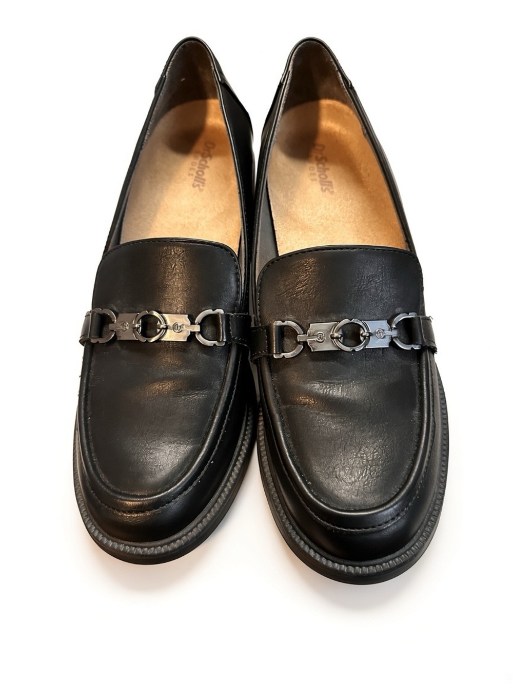 Black Dr. Scholl’s heeled loafers with a medium-sized block heel - Picture 2 of 4